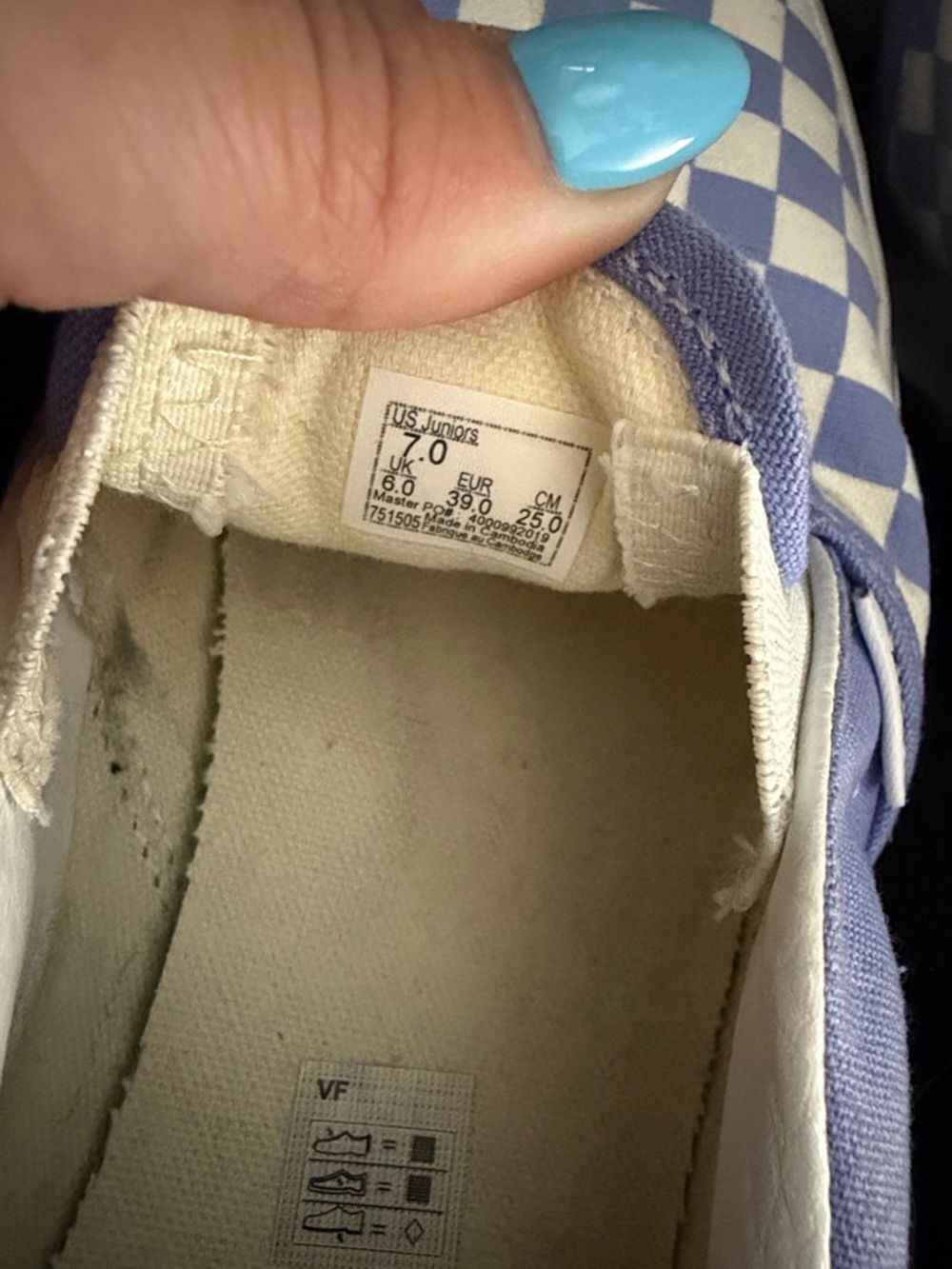 Vans Big Kids Classic Slip-On Checkerboard in Lavender and White - Picture 4 of 5